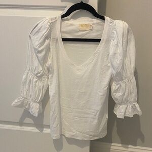 Nation LTD Cream V-Neck Puff Sleeve Top